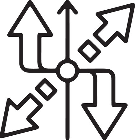 Central node with directional arrows for business expansion and diversification