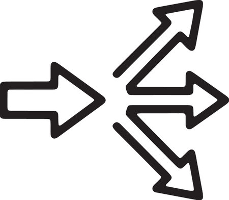 Distribution logic icon with one arrow splitting three