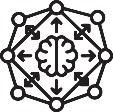 Artificial intelligence line icon representing digital brain and neural network connectivityのイラスト素材