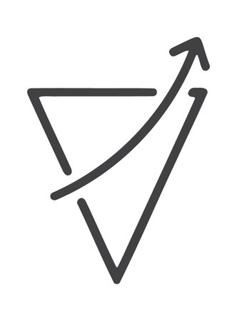 Inverted triangle with curved arrow showing disruptive growth model