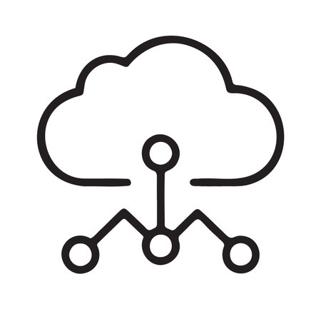 Cloud computing connected to nodes representing cloud data network