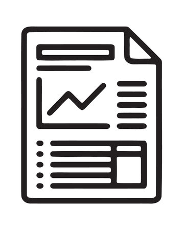 One page document summary with line graph for quick reviewのイラスト素材