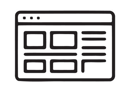 Browser dashboard with multiple empty layout boxes for data widgetsのイラスト素材