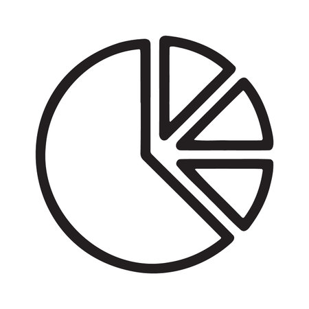Basic divided pie chart for elementary business data distributionのイラスト素材