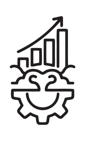 Gear and brain icon with charts for smart business solutionsのイラスト素材
