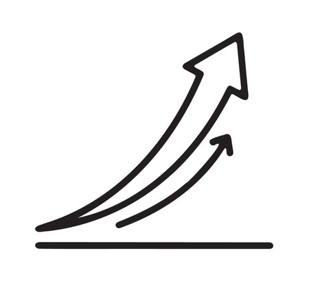 Two curved rising arrows showing competitive progressのイラスト素材