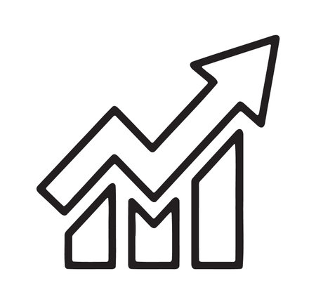 Strong financial performance icon with bar chart and zigzag arrowのイラスト素材