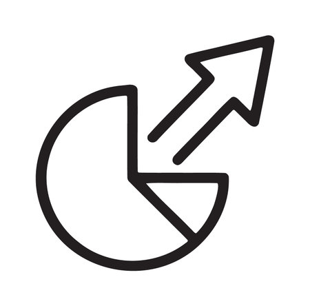 Pie chart segment with growth arrow for market shareのイラスト素材