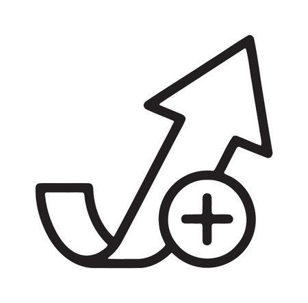 Upward growth arrow with plus symbol for added value and profitのイラスト素材