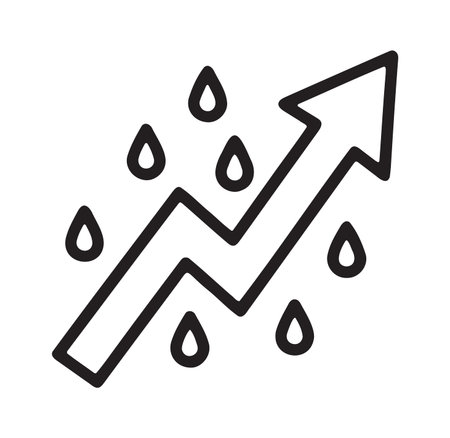 Rising zigzag arrow with surrounding raindrops for growthのイラスト素材