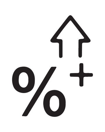 Growth percent symbol with upward arrow and plus signのイラスト素材