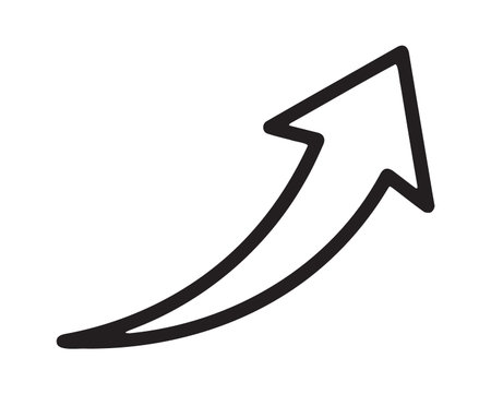 Elegant curved arrow pointing up for expansion trendのイラスト素材