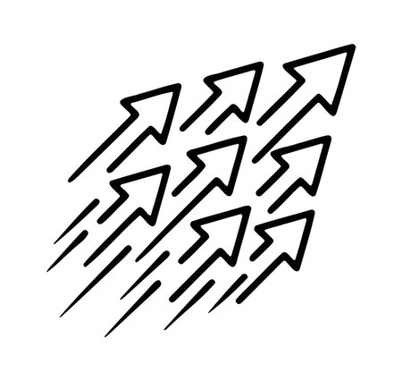 Dense cluster of upward arrows for massive growth and momentum