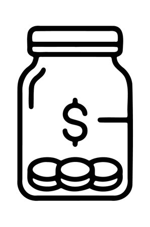 Glass jar with a dollar sign and coins representing personal savingsのイラスト素材