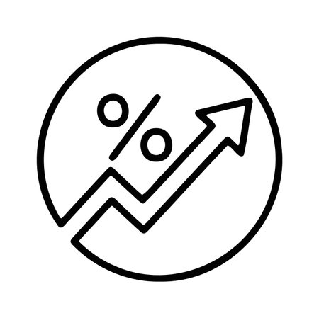 Interest rate increase icon with percentage and upward chartのイラスト素材
