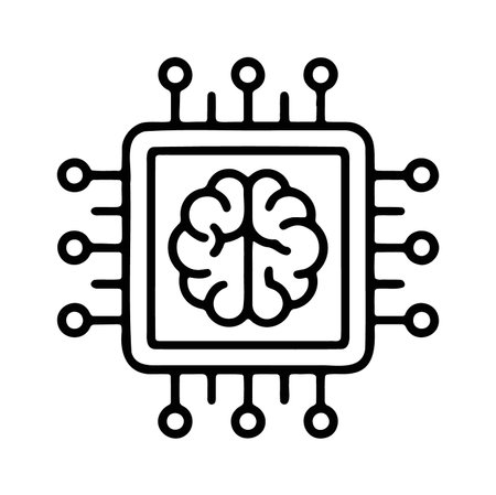 AI microchip processor with brain circuit icon