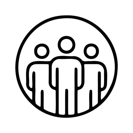 Group of three people inside a circle representing team or communityのイラスト素材