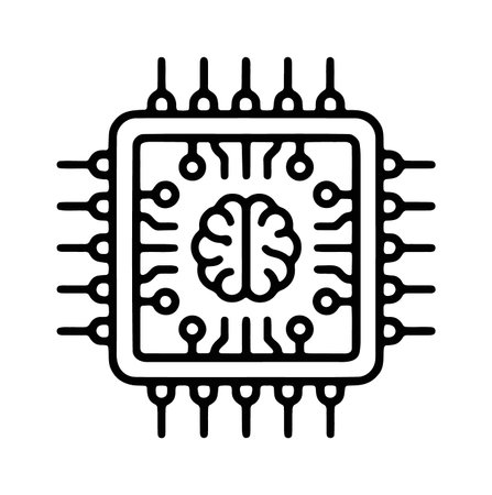 Artificial intelligence cpu processor with brain symbol and circuit board