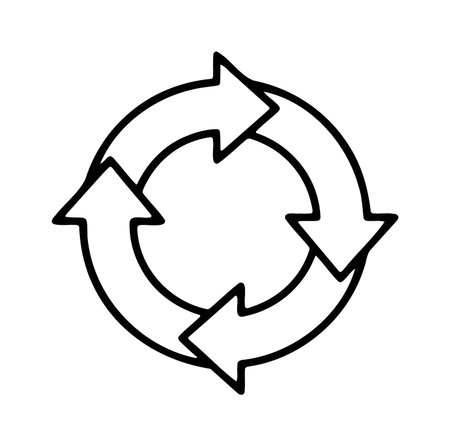 Circular loop of four arrows for recurring cycle and process flow