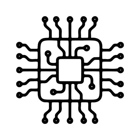 Microchip processor icon representing circuit technology and hardwareのイラスト素材