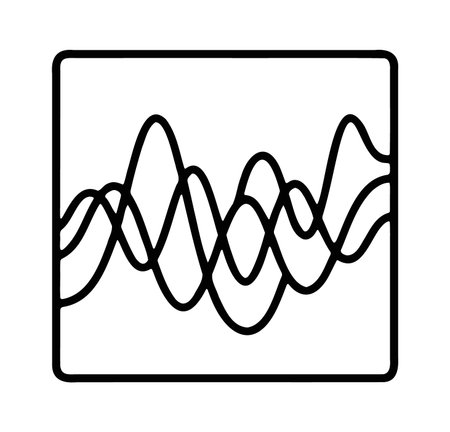 Wavy frequency lines representing data analysis and sound waves
