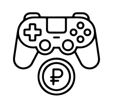 Video game controller with Russian Ruble currency for gaming financeのイラスト素材