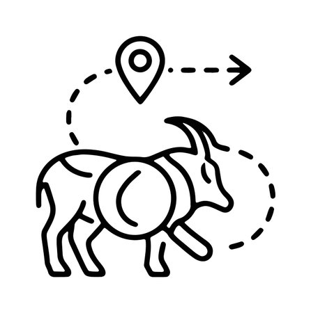 Livestock tracking bull with location map and pathのイラスト素材