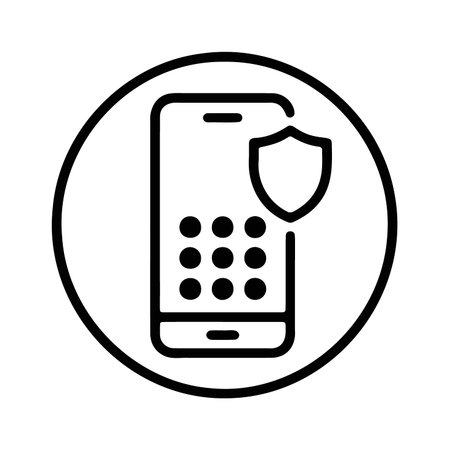 Mobile phone protection with keypad and shield symbol for privacyのイラスト素材