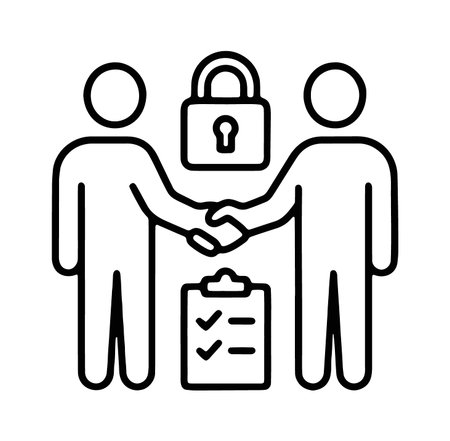 Business handshake and checklist with lock for secure agreementのイラスト素材