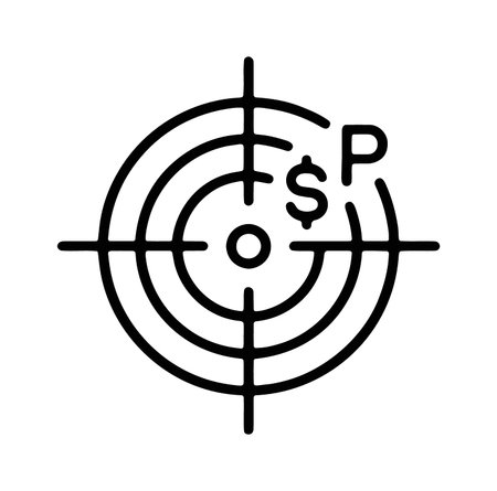 Target icon with dollar sign and profit point for financial goals