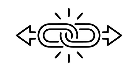 Broken link and connection sharing redirection arrow iconのイラスト素材