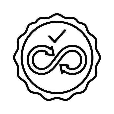 Infinite quality guarantee badge with checkmark symbolのイラスト素材