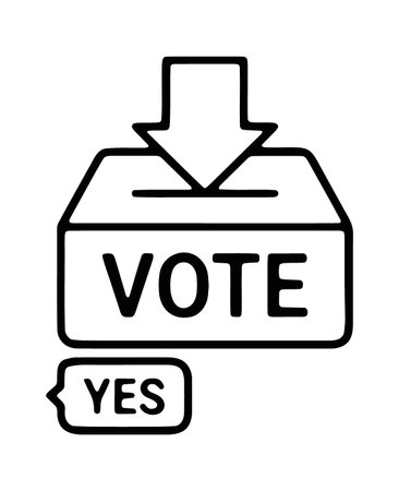 Ballot box with vote card and positive yes tagのイラスト素材