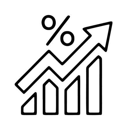 Interest rate increase chart with percentage and growth arrowのイラスト素材