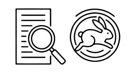 Magnifying glass over a list next to a running rabbitのイラスト素材