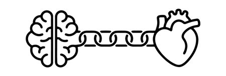 Emotional intelligence connecting brain and heart organのイラスト素材