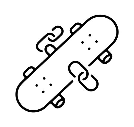Skateboard with chain for security and urban lifestyle accessoriesのイラスト素材