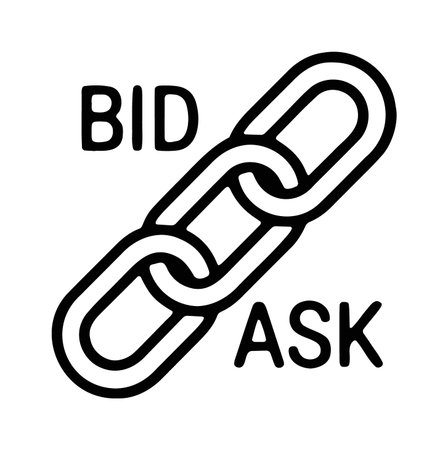 Bid and ask linked chain for currency exchange marketのイラスト素材