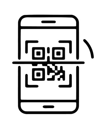 Mobile QR code scanning icon for digital data identification