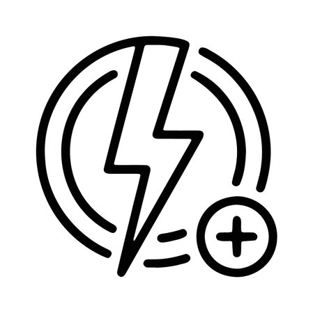 Electric charging plus symbol with lightning bolt in circle