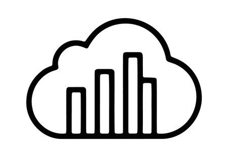 Cloud based data statistics icon with internal bar chart visualization