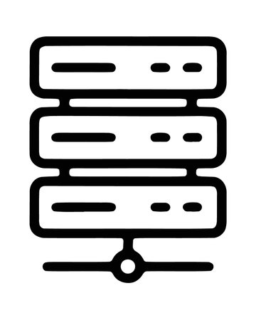 Data center server rack icon for database and web hosting