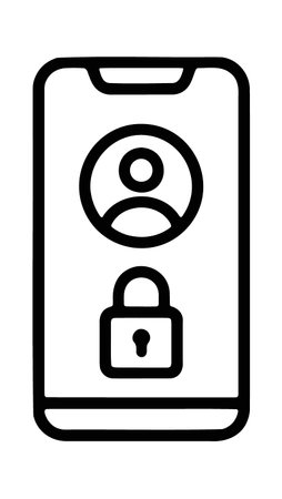 Mobile app login security icon with user and padlock