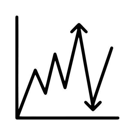 Volatile market fluctuation chart with up and down arrows