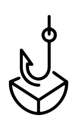 Cyber crime phishing hook icon for digital security awareness