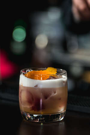 relaxing coctail with white on a bar background