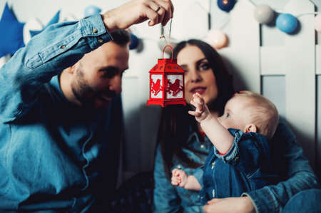 parents whith their babyの写真素材