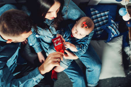 parents whith their babyの写真素材