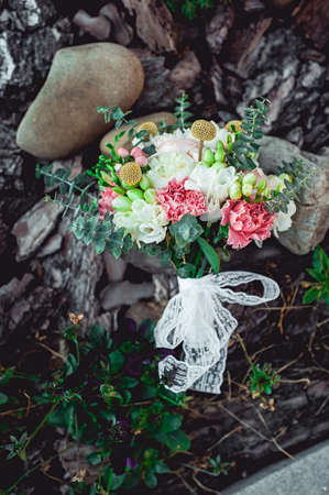 wedding bouquet made of peonyの写真素材