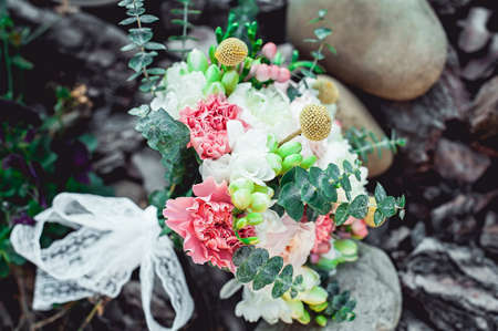 wedding bouquet made of peonyの写真素材